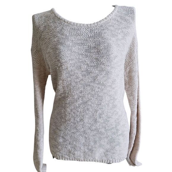 Brandy Melville 100% Cotton Knit Sweater Beige Long Sleeve Pullover Size M - Picture 2 of 8